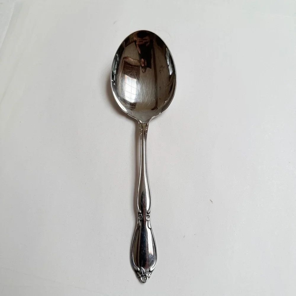 Oneida Louisiana Stainless Steel Tablespoon Serving Spoon 8.5 In Floral Flatware